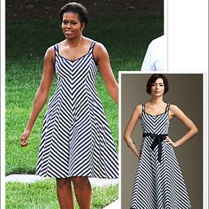 Blue and White Chevron Talbot Midi Dress